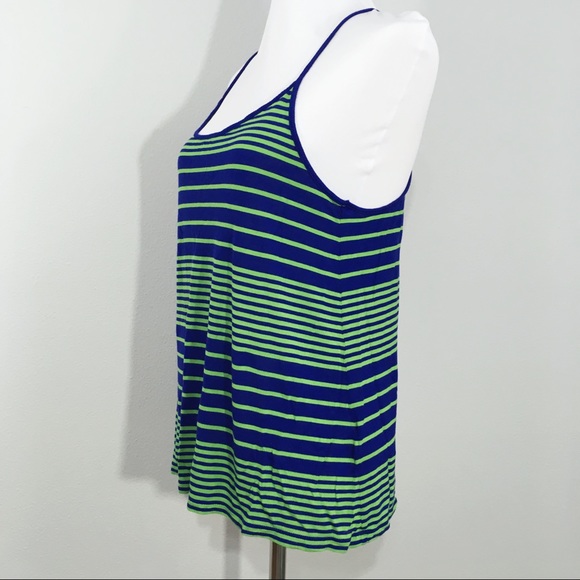 Madewell Blue Green Striped Racerback Tank Top M - Picture 4 of 8